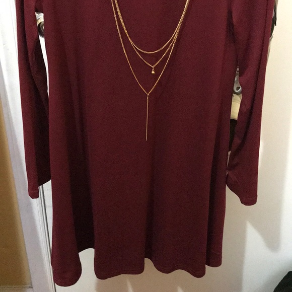 Rue 21 - Long sleeve maroon/burgundy dress - Picture 3 of 5
